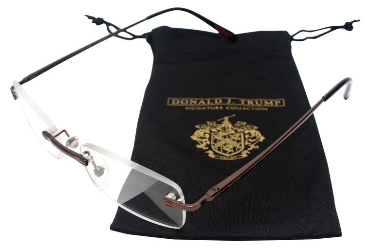 Donald Trump Designer Rimless Metal Reading Glasses DTR 10 in Brown Copper 50mm