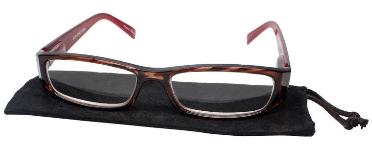 Calabria Elin Rectangular Designer Reading Glasses Wine/Tortoise 50mm