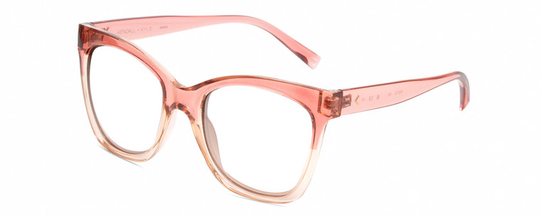 Profile View of Kendall+Kylie KK5120CE MARA Designer Reading Eye Glasses with Custom Cut Powered Lenses in Blush Pink Crystal Ladies Cat Eye Full Rim Acetate 55 mm