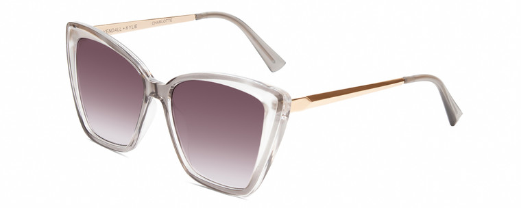 Profile View of Kendall+Kylie KK5126 CHARLOTTE Cat Eye Sunglasses in Grey Crystal Gold/Grey 54mm