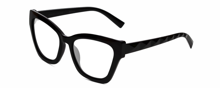Profile View of Kendall+Kylie KK5130CE ESTELLE Designer Progressive Lens Prescription Rx Eyeglasses in Shiny Black  Ladies Cat Eye Full Rim Acetate 52 mm