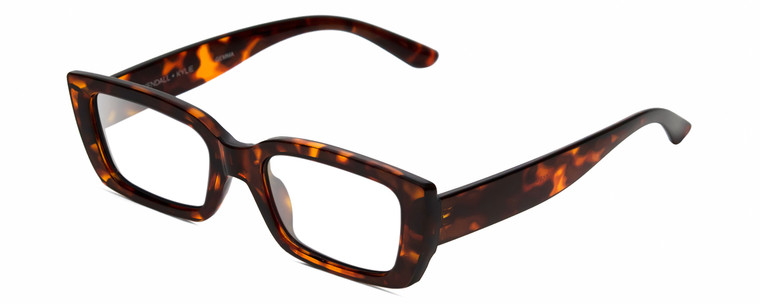Profile View of Kendall+Kylie KK5137CE GEMMA Designer Reading Eye Glasses in Amber Demi Tortoise Havana Ladies Rectangular Full Rim Acetate 51 mm