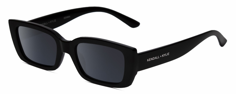 Profile View of Kendall+Kylie KK5137CE GEMMA Women Rectangle Designer Sunglasses Black/Grey 51mm