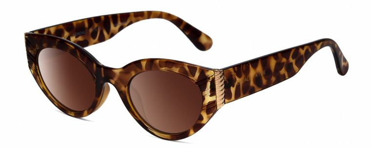 Profile View of Kendall+Kylie ALEXANDRA Cateye Sunglasses Amber Tortoise Crystal Gold/Brown 49mm