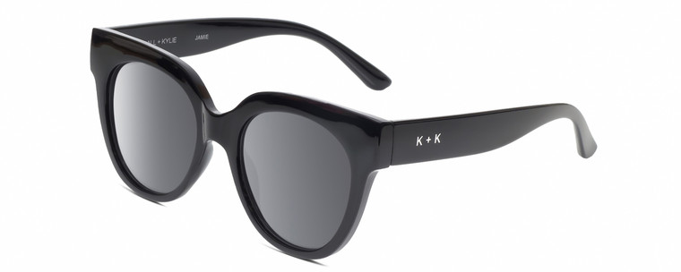 Profile View of Kendall+Kylie KK5149CE JAMIE Womens Round Designer Sunglasses in Black/Grey 51mm