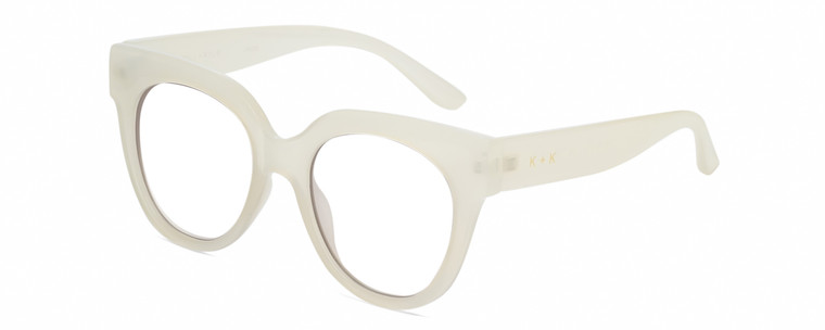 Profile View of Kendall+Kylie KK5149CE JAMIE Designer Reading Eye Glasses with Custom Cut Powered Lenses in Milky Beige Crystal Ladies Round Full Rim Acetate 51 mm