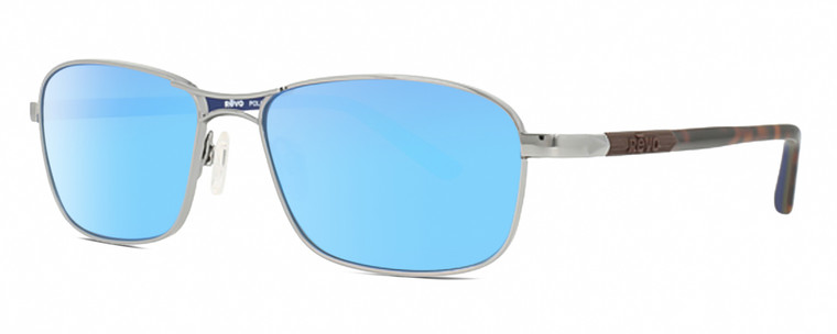 Profile View of REVO CLIVE Mens Designer Sunglasses in Gunmetal Tortoise Havana/Blue Mirror 58mm