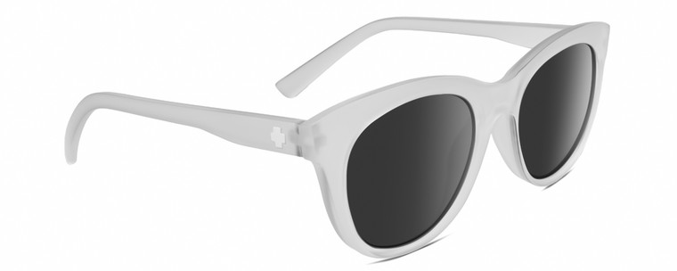 Profile View of SPY Optics Boundless Unisex Cateye Sunglasses Matte Clear Crystal/Grey Blue 53mm
