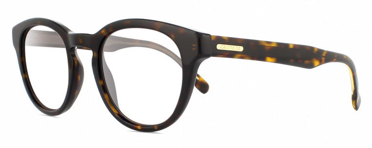 Profile View of CARRERA 252/S Designer Blue Light Blocking Eyeglasses in Havana Tortoise Gold Unisex Cat Eye Full Rim Acetate 50 mm