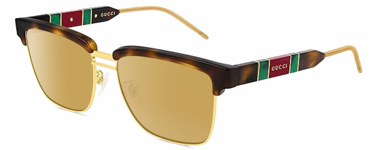 Profile View of Gucci GG0603S Unisex Designer Square Sunglasses Tortoise Havana Gold/Brown 56 mm