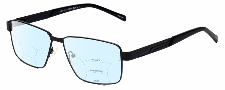 Profile View of Dale Earnhardt, Jr. DJ6816 Designer Progressive Lens Blue Light Blocking Eyeglasses in Satin Black Unisex Rectangular Full Rim Stainless Steel 60 mm