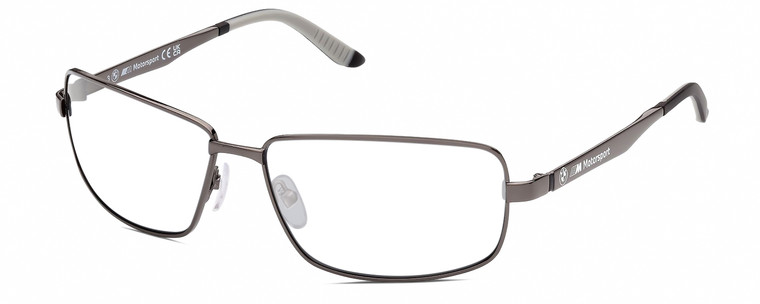 Profile View of BMW BS0016 Designer Progressive Lens Prescription Rx Eyeglasses in Gunmetal Black Grey Mens Rectangular Full Rim Metal 62 mm