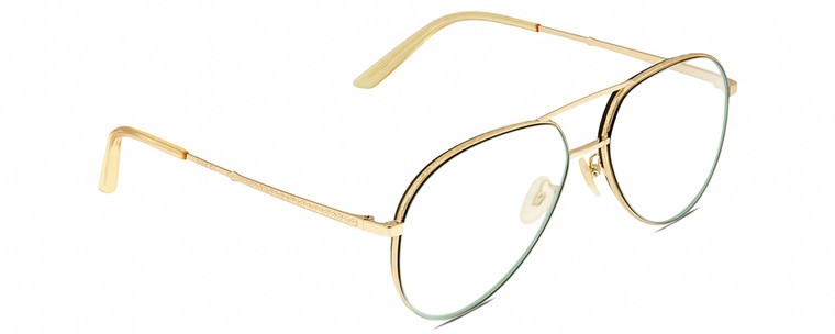 Profile View of Gucci GG0356S Designer Bi-Focal Prescription Rx Eyeglasses in Gold Unisex Pilot Full Rim Metal 59 mm