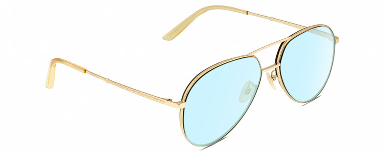 Profile View of Gucci GG0356S Designer Blue Light Blocking Eyeglasses in Gold Unisex Pilot Full Rim Metal 59 mm
