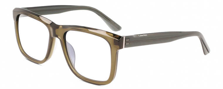 Profile View of Calvin Klein CK22519S Designer Reading Eye Glasses with Custom Cut Powered Lenses in Sage Green Crystal Unisex Panthos Full Rim Acetate 56 mm