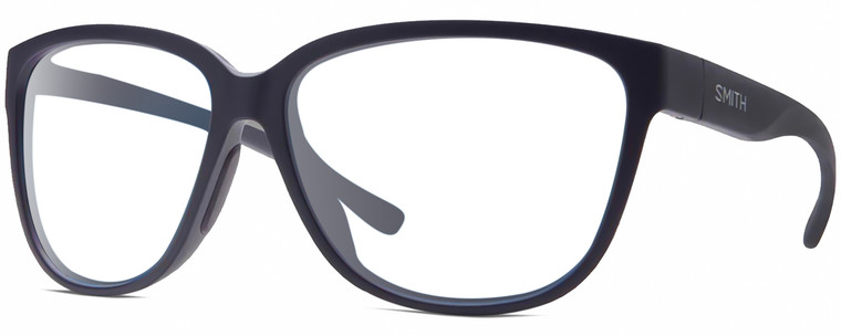 Profile View of Smith Optics Monterey-1JZ Designer Reading Eye Glasses in Matte Midnight Navy Blue Unisex Panthos Full Rim Acetate 58 mm