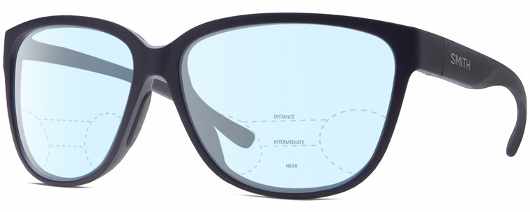 Profile View of Smith Optics Monterey-1JZ Designer Progressive Lens Blue Light Blocking Eyeglasses in Matte Midnight Navy Blue Unisex Panthos Full Rim Acetate 58 mm