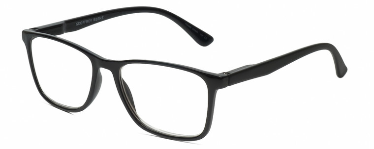 Profile View of Geoffrey Beene GBR001 Designer Bi-Focal Prescription Rx Eyeglasses in Gloss Black Mens Panthos Full Rim Acetate 53 mm