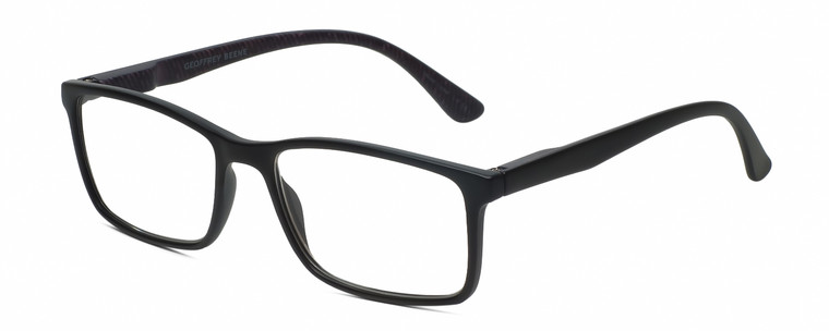 Profile View of Geoffrey Beene GBR002 Men Designer Reading Glasses Black Plum Purple Stripe 53mm