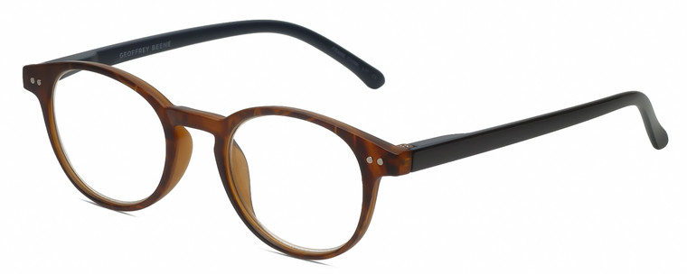 Profile View of Geoffrey Beene GBR004 Designer Single Vision Prescription Rx Eyeglasses in Matte Tortoise Havana Brown Gold Black Mens Oval Full Rim Acetate 46 mm
