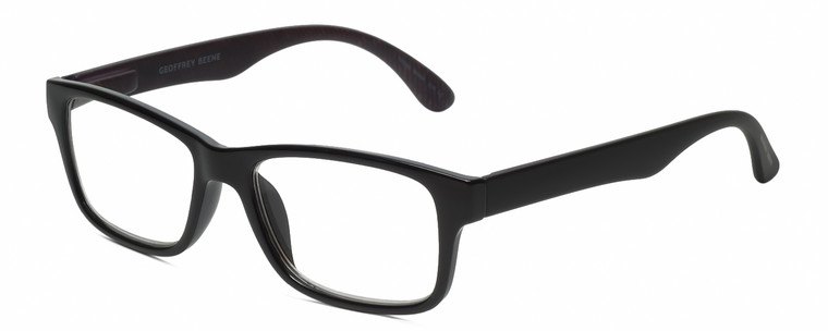 Profile View of Geoffrey Beene GBR011 Designer Progressive Lens Blue Light Blocking Eyeglasses in Gloss Black Orange Tiger Stripe Mens Rectangular Full Rim Acetate 52 mm