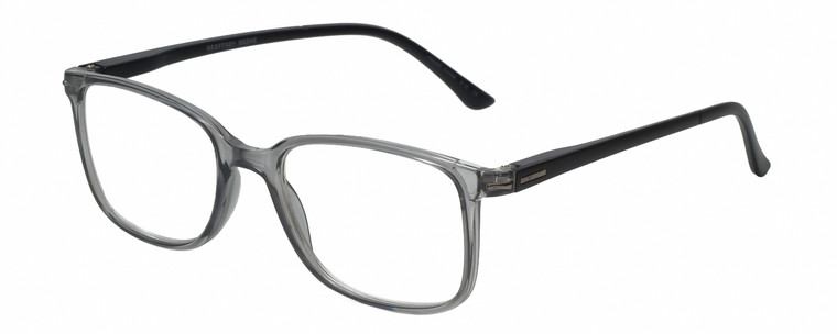 Profile View of Geoffrey Beene GBR012 Designer Bi-Focal Prescription Rx Eyeglasses in Gloss Crystal Grey Black Mens Oval Full Rim Acetate 53 mm