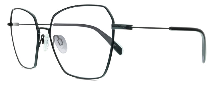 Profile View of Rag&Bone 1034 Designer Reading Eye Glasses with Custom Cut Powered Lenses in Satin Black Unisex Hexagonal Full Rim Metal 58 mm