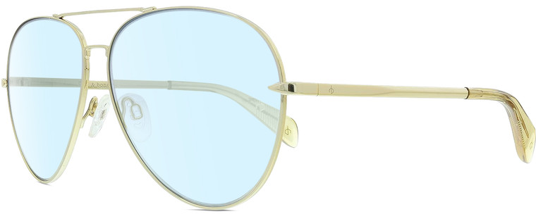 Profile View of Rag&Bone 1006 Designer Blue Light Blocking Eyeglasses in Gold Yellow Crystal Ladies Pilot Full Rim Metal 59 mm