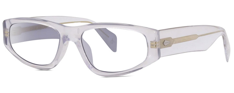 Profile View of Rag&Bone 1047 Designer Reading Eye Glasses in Crystal Clear Unisex Oval Full Rim Acetate 55 mm