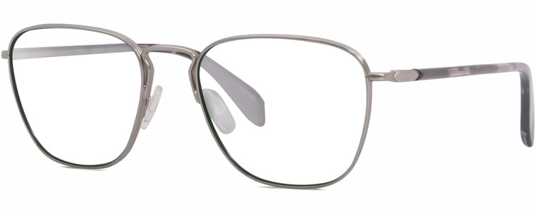 Profile View of Rag&Bone 5017 Designer Single Vision Prescription Rx Eyeglasses in Matte Ruthenium Silver Grey Tokyo Tortoise Unisex Panthos Full Rim Metal 54 mm