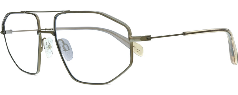 Profile View of Rag&Bone 5036 Designer Bi-Focal Prescription Rx Eyeglasses in Antique Gold Light Brown Crystal Mens Pilot Full Rim Metal 57 mm