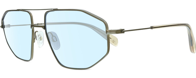 Profile View of Rag&Bone 5036 Designer Blue Light Blocking Eyeglasses in Antique Gold Light Brown Crystal Mens Pilot Full Rim Metal 57 mm