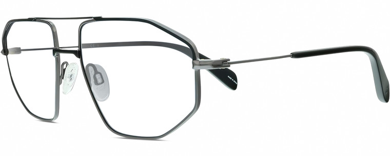Profile View of Rag&Bone 5036 Designer Progressive Lens Prescription Rx Eyeglasses in Black Ruthenium Silver Mens Pilot Full Rim Metal 57 mm