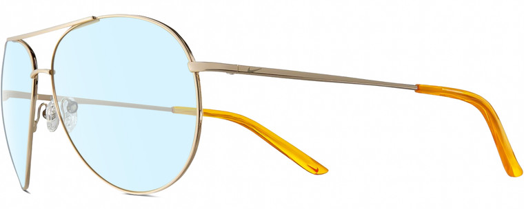 Profile View of NIKE Chance-EV1218-751 Designer Blue Light Blocking Eyeglasses in Shiny Gold Orange Crystal Unisex Pilot Full Rim Metal 61 mm