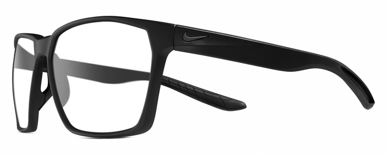 Profile View of NIKE Maverick-P-EV1097-001 Designer Progressive Lens Prescription Rx Eyeglasses in Matte Black Unisex Square Full Rim Acetate 59 mm