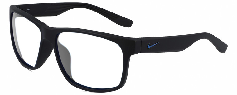 Profile View of NIKE Cruiser-MI-014 Designer Single Vision Prescription Rx Eyeglasses in Matte Black Unisex Rectangular Full Rim Acetate 59 mm
