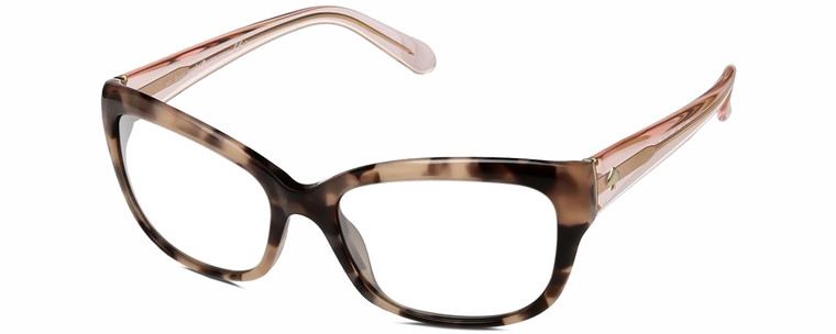 Profile View of Kate Spade JOHANNA Designer Reading Eye Glasses in Gloss Rose Brown Tortoise Havana Pink Crystal Ladies Cat Eye Full Rim Acetate 53 mm