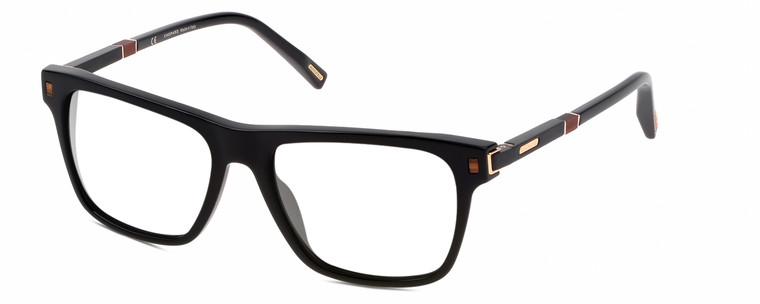 Profile View of Chopard SCH312 Designer Single Vision Prescription Rx Eyeglasses in Gloss Black Grey Brown Wood Gold Unisex Panthos Full Rim Acetate 53 mm