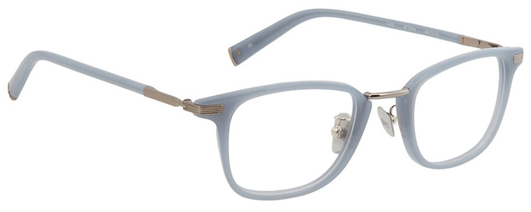 Profile View of John Varvatos V405 Designer Progressive Lens Prescription Rx Eyeglasses in Gloss Sky Blue Gunmetal Unisex Panthos Full Rim Acetate 48 mm