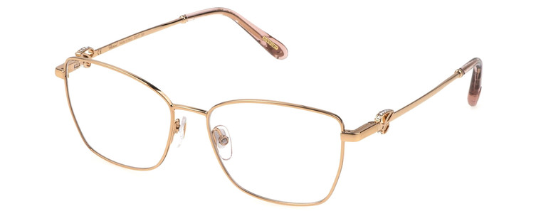 Profile View of Chopard VCHF50S Cateye Reading Glasses 24KT Rose Gold Plated Silver Gemtone 55mm