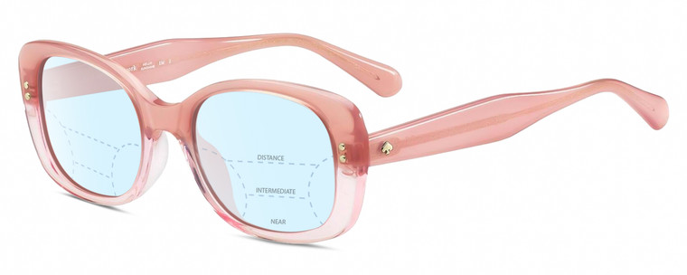 Profile View of Kate Spade CITIANI/G/S 35J Designer Progressive Lens Blue Light Blocking Eyeglasses in Blush Pink Crystal Ladies Butterfly Full Rim Acetate 53 mm