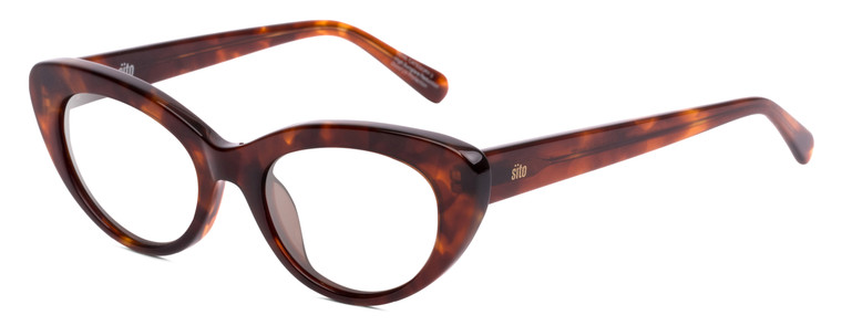 Profile View of SITO SHADES Siena Designer Progressive Lens Prescription Rx Eyeglasses in Burnt Orange Brown Tortoise Havana Unisex Cat Eye Full Rim Acetate 50 mm