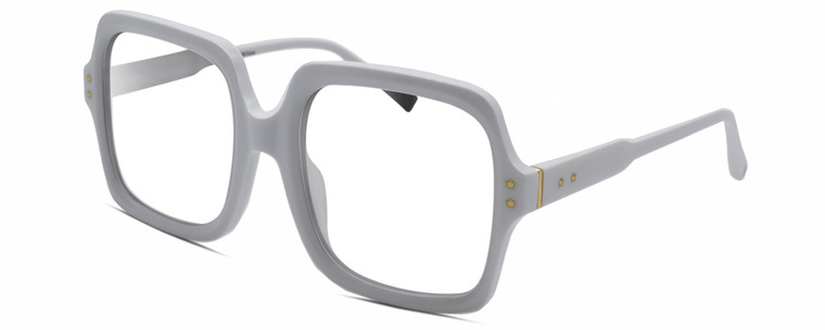 Profile View of Elton John INCOGNITO 2 Designer Single Vision Prescription Rx Eyeglasses in White Gold Unisex Square Full Rim Acetate 58 mm