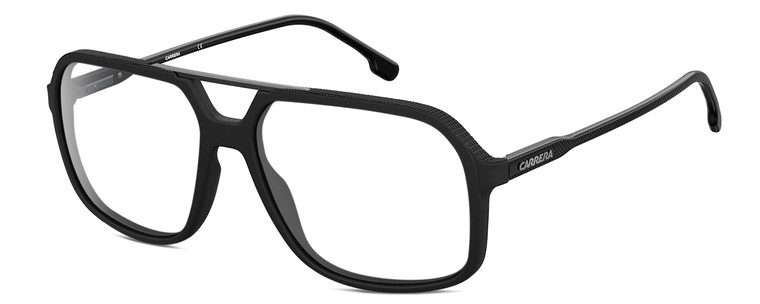 Profile View of Carrera 229-S-0807 Designer Reading Eye Glasses in Matte Black Gunmetal Unisex Square Full Rim Acetate 59 mm