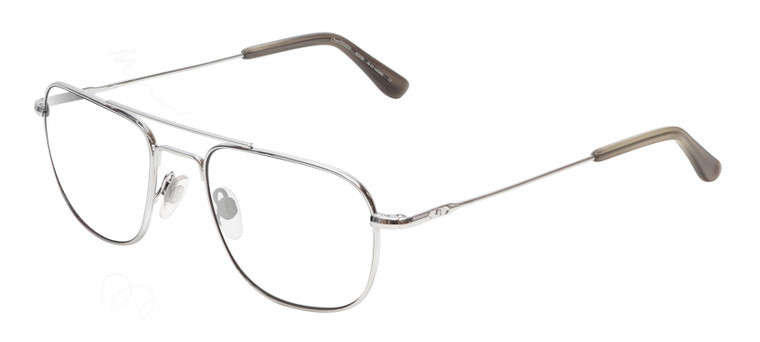 Profile View of American Optical Checkmate Designer Reading Eye Glasses in Shiny Silver Grey Unisex Pilot Full Rim Metal 56 mm