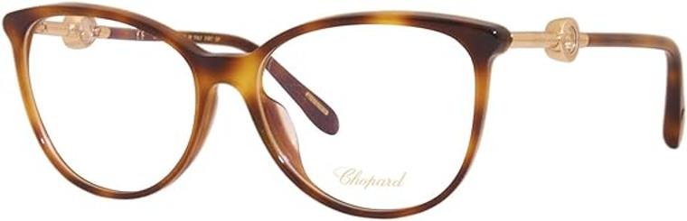 Profile View of Chopard 23KT Gold Plated VCH283S-0752 Cateye Reading Glasses Tortoise Brown 55mm
