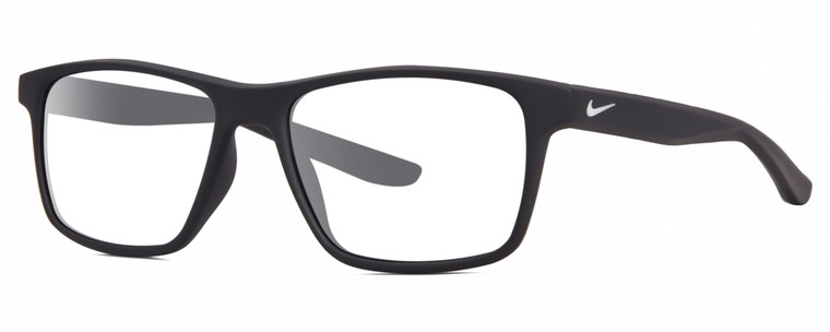Profile View of NIKE WHIZ EV1160 Designer Reading Eye Glasses in Matte Anthracite Grey White Unisex Rectangular Full Rim Acetate 48 mm