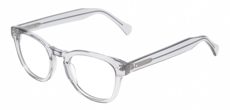 Profile View of Reptile Chelidae Unisex Panthos Designer Reading Glasses Smoke Grey Crystal 49mm