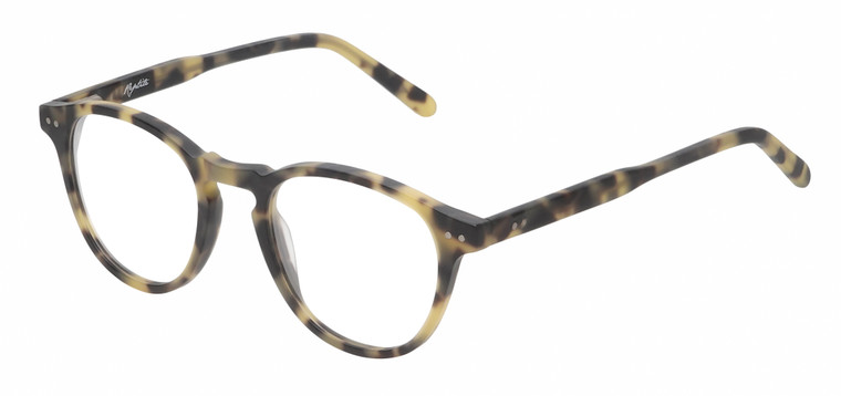 Profile View of Reptile Mata Designer Progressive Lens Prescription Rx Eyeglasses in Matte Tokyo Tortoise Havana Brown Yellow Unisex Panthos Full Rim Acetate 47 mm