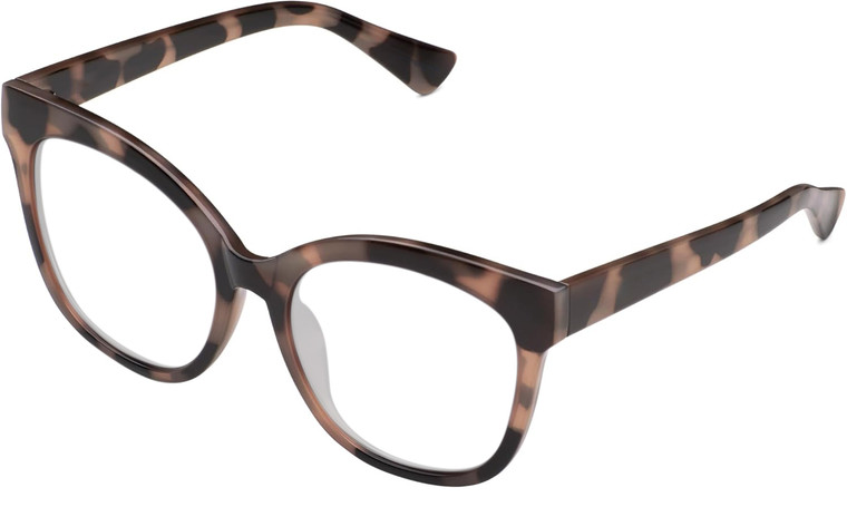 Profile View of QUAY Australia It's My Way Designer Reading Eye Glasses in Black Tortoise Ladies Cat Eye Full Rim Acetate 59 mm